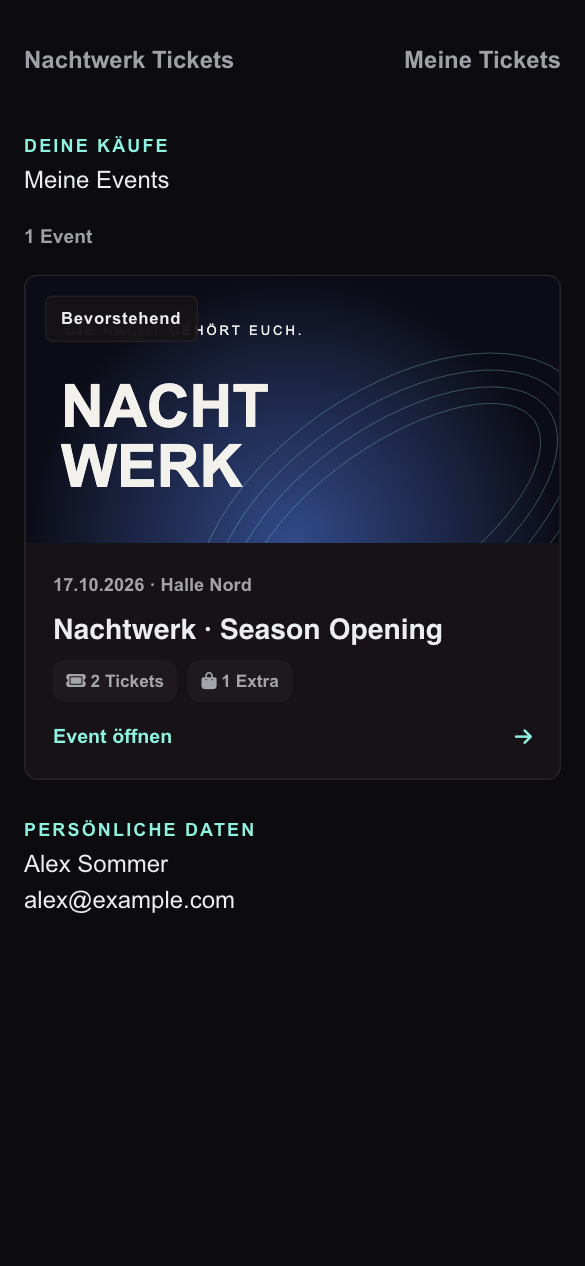 Kundenportal mit Tickets und Extras