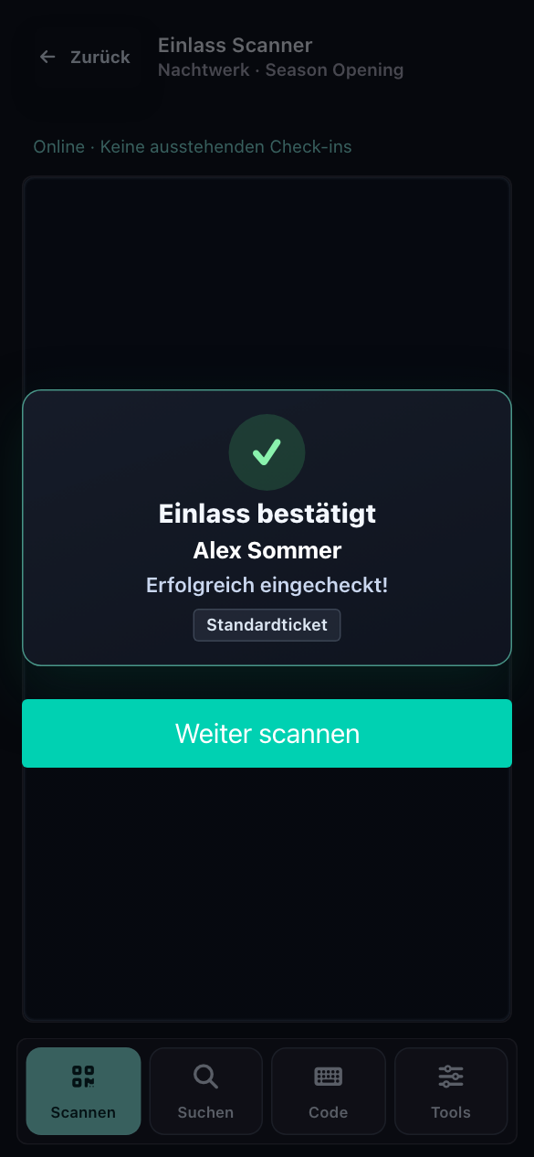 Mobiler Scanner mit Einlassbestätigung
