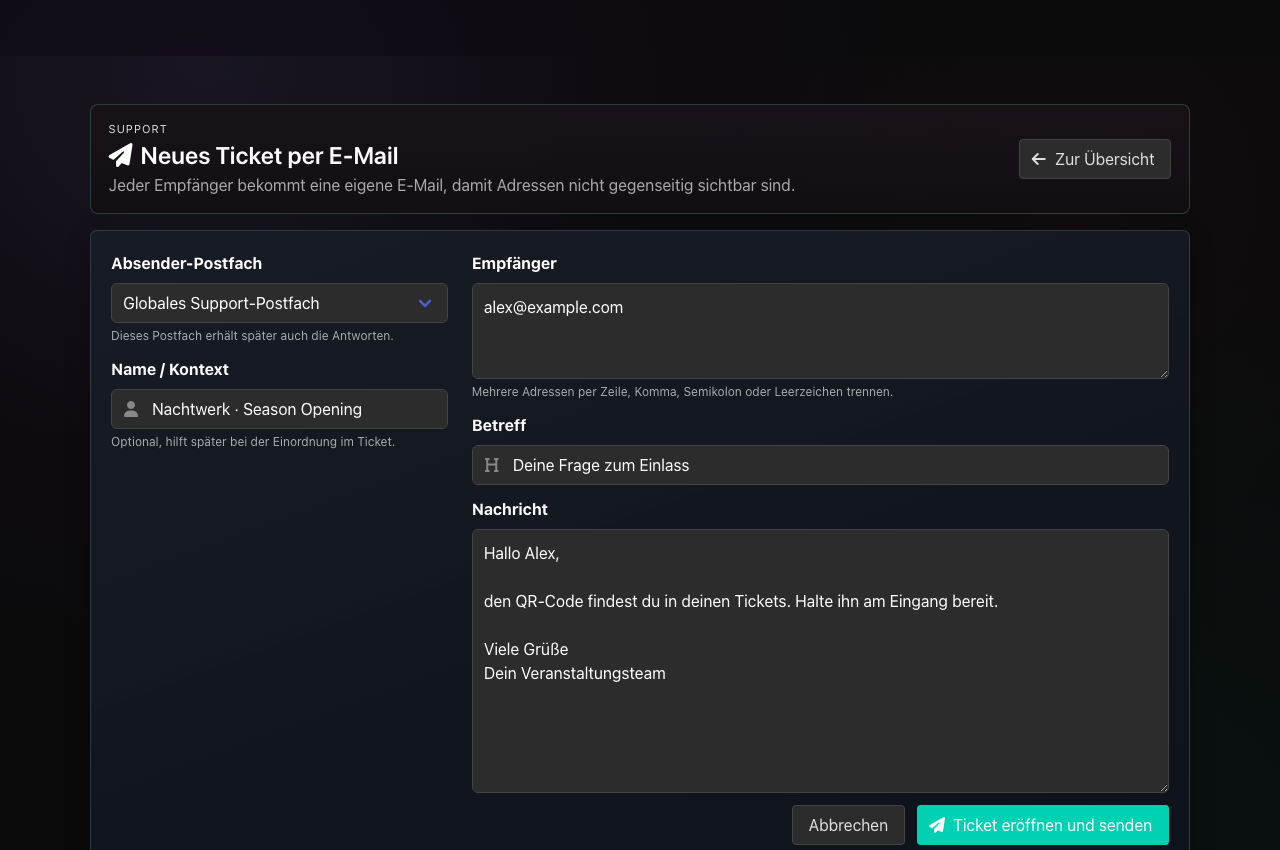 Support in N8 Manager mit Beispieldaten