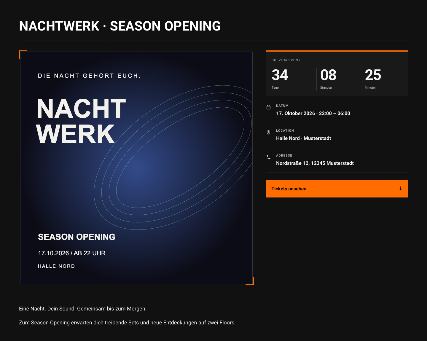 N8 Manager WordPress – Nachtwerk Demo, Dark